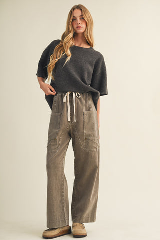 Wide-leg Garment-dyed Utility Trousers