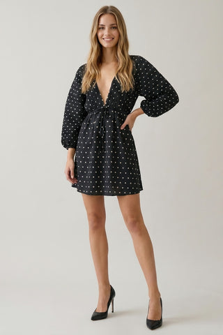 Polka Dot Lslv Dolman Dress