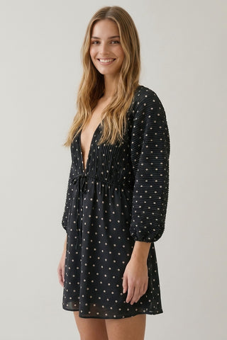 Polka Dot Lslv Dolman Dress