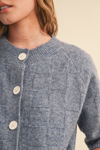 Blue Smoke Basket Weave Knit Sweater Cardigan