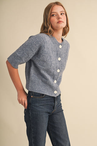 Blue Smoke Basket Weave Knit Sweater Cardigan