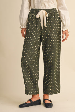 Moss Dot High Rise Cropped Wide Leg Pants