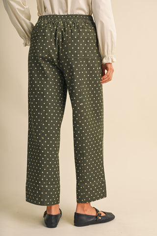 Moss Dot High Rise Cropped Wide Leg Pants