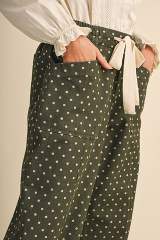 Moss Dot High Rise Cropped Wide Leg Pants