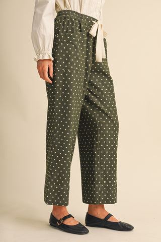 Moss Dot High Rise Cropped Wide Leg Pants