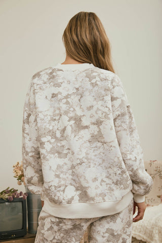 Floral Wash Boxy Crew Knit Top