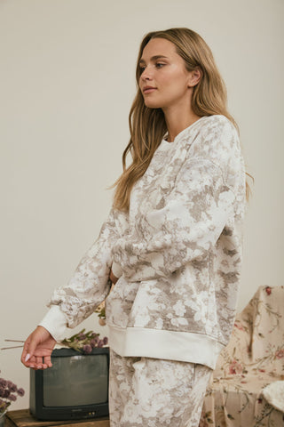 Floral Wash Boxy Crew Knit Top