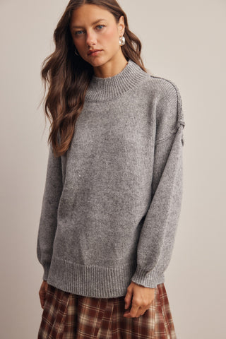 Mock Neck Oversized Knit Sweater