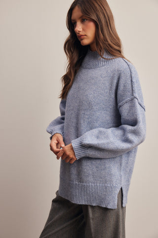 Mock Neck Oversized Knit Sweater