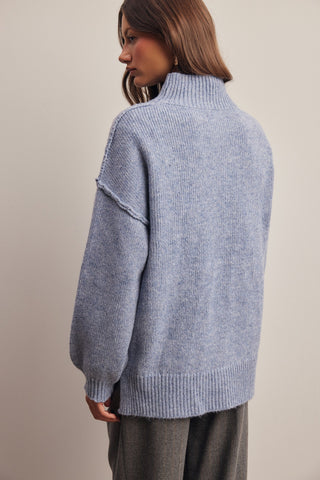 Mock Neck Oversized Knit Sweater
