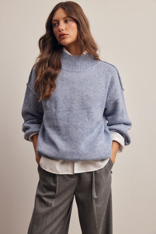 Mock Neck Oversized Knit Sweater