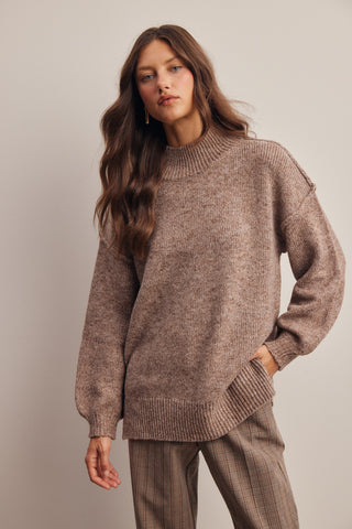 Mock Neck Oversized Knit Sweater
