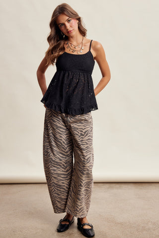 Floral Stretch Lace Peplum Cami Top