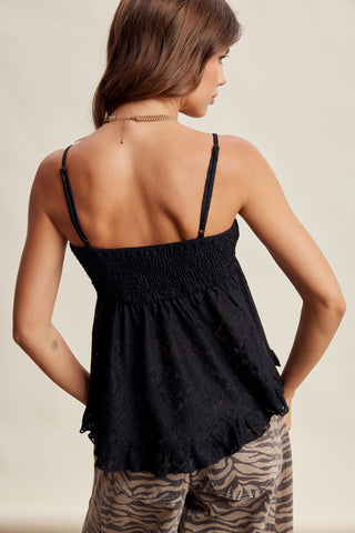 Floral Stretch Lace Peplum Cami Top