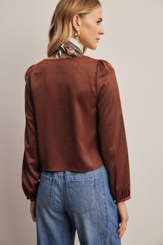 Lace Trim Satin Blouse