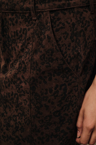 High Waist Leopard Print Stretch Knit Pocket Mini Skirt