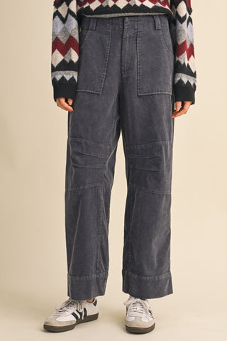 Off Duty Corduroy Utility Pants - Washed Slate Blue front view
