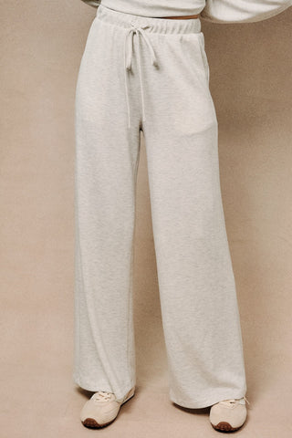 High Waist Drawstring Wide Leg Sweatpants and Sweatshirt Set