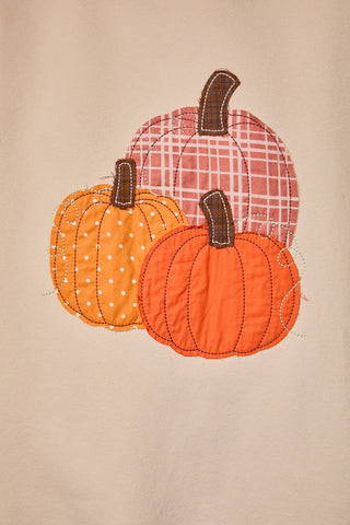 Beige Cotton Pumpkin Patch Crewneck Sweatshirt
