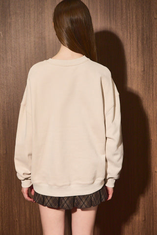Beige Cotton Pumpkin Patch Crewneck Sweatshirt