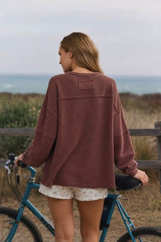 Exposed Seam Detail LS Knit Top