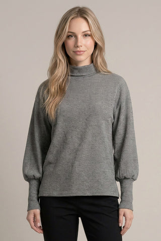 Slouchy Cowl Pin Stripe LS Top