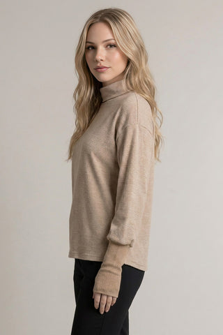 Slouchy Cowl Pin Stripe LS Top