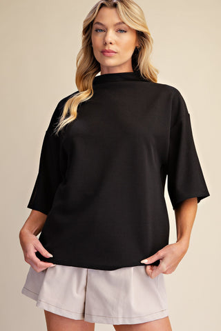 Mock Turtleneck Short Sleeve Pullover Top | JQ Clothing Co.