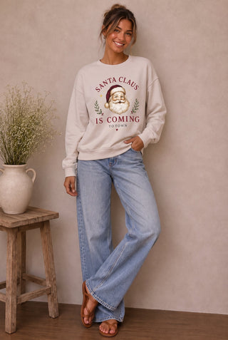 Ivory Santa Claus Is Coming To Town Sweatshirt