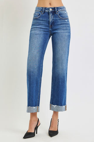 Risen Tummy Control Mid Rise Wide Straight Jeans