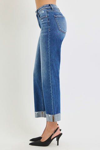 Risen High Rise Cropped Wide Leg Jeans