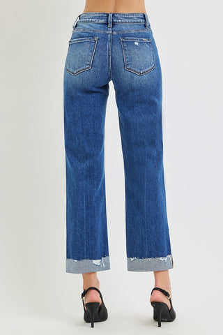 Risen Tummy Control Mid Rise Wide Straight Jeans