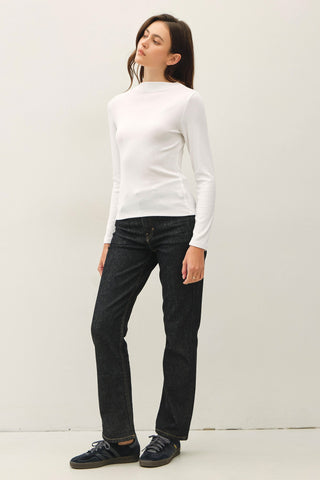 Basic Ribbed Mockneck Knit Top