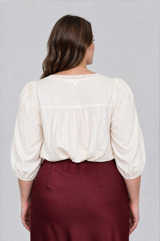 Curvy Sweet Lace Yoke Top