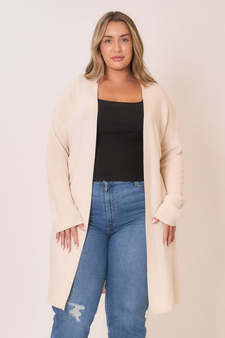 Knit Open Cardigan w/High Side Slits
