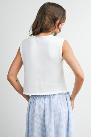 Tie-Front Scalloped-Hem Vest