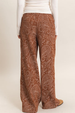 Paisley Print Wide-Leg Pants