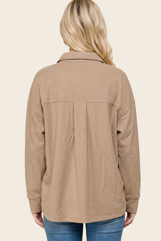 Micro Brushed Button Down Shirt in Sand