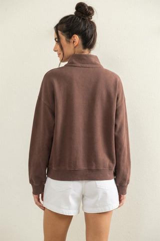 Mineral Wash Button Front Sweatshirt