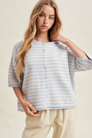Sky Striped Short Sleeve Cardigan