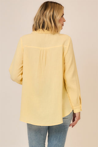 Curvy Pleat Detail Button Down Blouse
