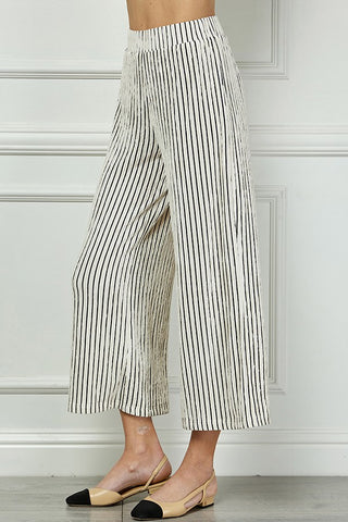 Stripe Cropped Wide-Leg Pan Set