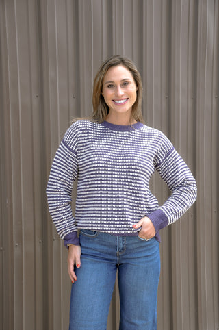2 Tone Waffle Striped Sweater