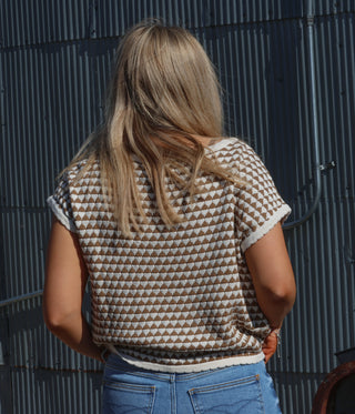 Geometric Stripe SS Sweater Top