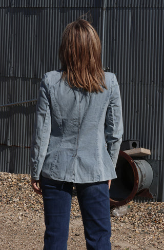 Single Breast Front Pocket Denim Blazer