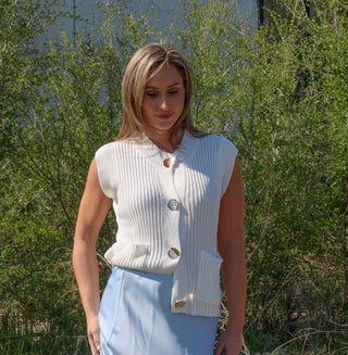 Button Detail Knit Vest