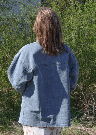 Contrasting Collar/Front Pocket Barn Jacket