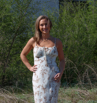 Western Print Front Tie Midi Dress