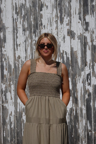 Striped Smocked Bodice Tiered Dress