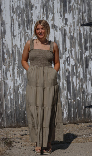 Striped Smocked Bodice Tiered Dress